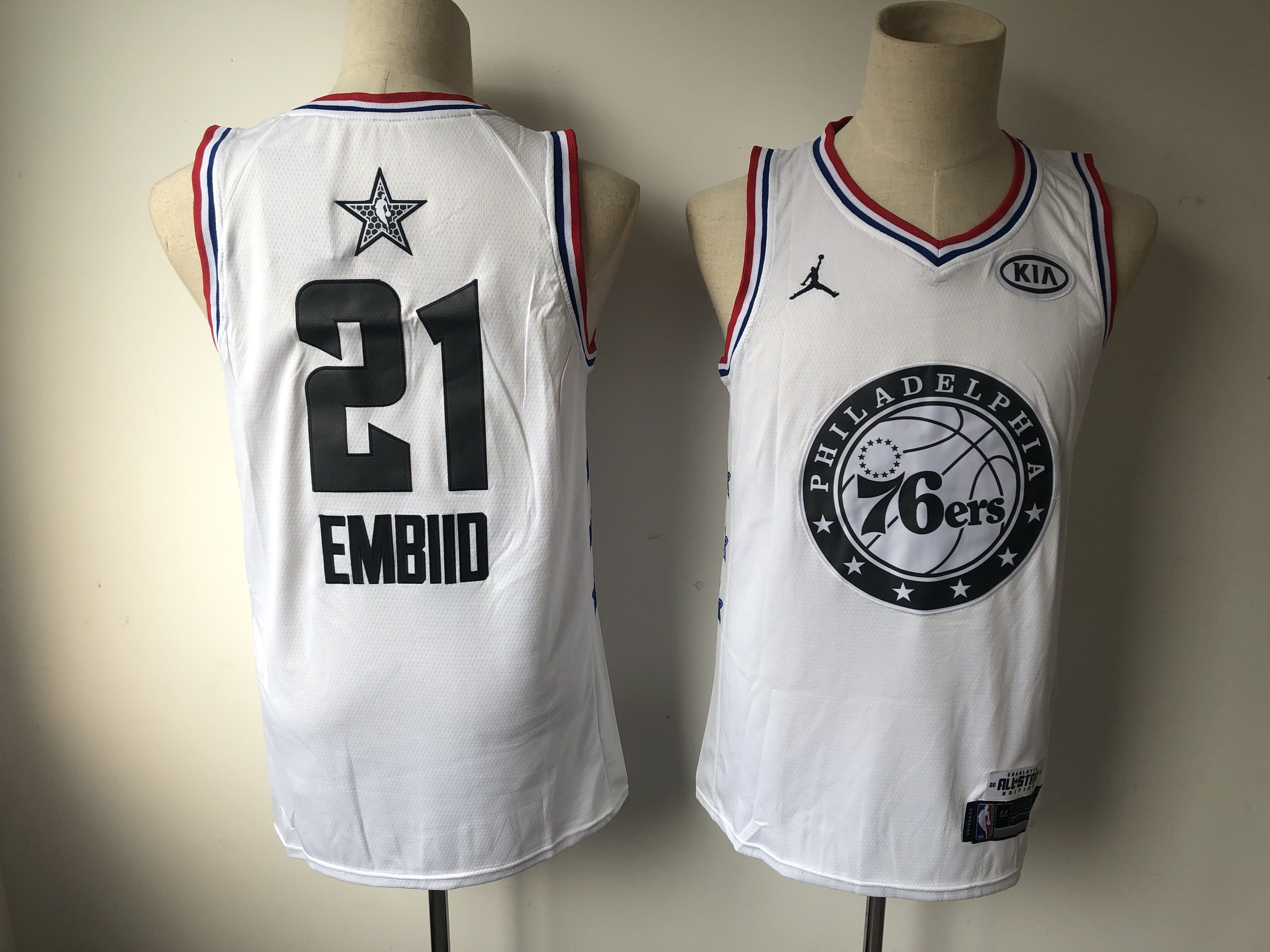 Men Philadelphia 76ers #21 Embiid White 2019 All Star NBA Jerseys->milwaukee bucks->NBA Jersey
